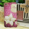 Rhinestone Flowers Design for iPhone 4 Matte Hard Plastic Cover with Rhinestone Ornament Transparent Side(10046325R)