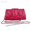 Rose Red Crocodile Leather Clutch Handbag