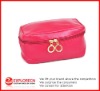 Rose Red PU cosmetic bag with mirror