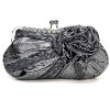 Rose Ruffle Kisslock Clutch Evening Bag / Handbag / Purse