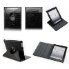 Rotating 360 Dregree Crocodile Grain leather case for ipad 2