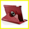 Rotating Leather Case for ipad 2 Magnetic Smart Cover With Swivel Stand Deluxy New Crocodile Cases Covers Red