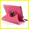 Rotating Leather Case for ipad 2 Magnetic Smart Cover With Swivel Stand Deluxy New Crocodile Cases Covers Rose Pink