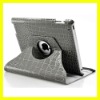 Rotating Leather Case for ipad 2 Magnetic Smart Cover With Swivel Stand Deluxy New Crocodile Cases Covers Silver Grey