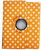 Rotating Polka Dot Stylish Leather Case Cover W/Stand For iPad 2 Orange