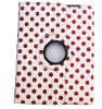 Rotating Polka Dot Stylish Leather Case Cover W/Stand For iPad 2 White
