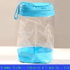 Round and fashion plastic bag for cosmetic one handle