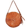 Round shape genuine leather handbag 9440