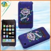 Rubberized flower crystal design phone covers For Iphone 3G 3GS
