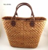 STRAW TOTE BAG with PU HANDLE