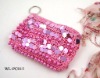 STRAW WALLET WITH PINK SEQUINS