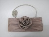 Satin-case evening bag with 1 flower on the front