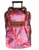 Satin floral wheeled duffle bag