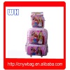 Satin polyester children wheeled book bag backpack