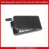 Sheep Skin Magnetic Leather Flip Case For iPhone 4-Black