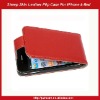 Sheep Skin Magnetic Leather Flip Case For iPhone 4-Red