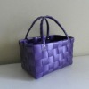 Shiny PE strap rectangular woven plastic shopping bag