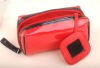 Shiny PU cosmetic bag with mirror