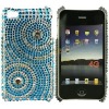 Shiny Rhinestone With Blue Incomplete Concentric Circle Hard Shell Cover Case For iPhone 4G