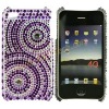 Shiny Rhinestone With Purple Incomplete Concentric Circle Hard Protect Cover Case For iPhone 4G