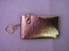Shiny gold pu leather business card holder, multiple luggage tag holder, metal engraved business card holders