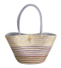 Shiny purple wheat straw beach bag
