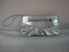 Shiny silver PVC leather pouches wallet, ladies hand bag, fashion pouch bag