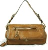 Shoulder Bag Flap Bag in Tan Real Leather