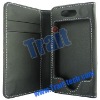 Side Opening Wallet Style Leather Case for iPhone 4 with Credit Card Slots, Black