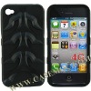 Silicone With Plastic Hard Skeleton Skin Snap Case Cover for iPhone 4(Black)