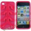 Silicone With Plastic Hard Skeleton Skin Snap Case Cover for iPhone 4(Pink)