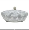 Silver Diamante Hard Case Clutch Evening Bag