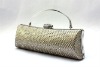 Silver Shiny Leather Crystal Flower Framed Clutch Purse,bride bag, evening bags,money purse