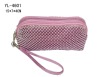 Silver mesh evening purse,clutch,pink