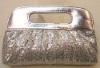 Silver metal mesh bag with pu handles and trims