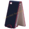 Simple Flip Leather Protector Case Skin For Apple iPod Touch4(Black Surface With Red String)