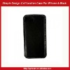 Simple design Calf Leather Case For iPhone 4-Black