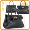 Simple design fashional PU handbag with gold-tone hardware