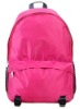 Simple pink girls nylon school backpack