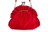 Simple stylish red satin evening bag