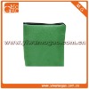 Simple ziplock small green leather travel makeup bag