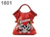 Skull printed women's red big contain shoulder bag