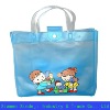 Sky blue pvc bag for cosmetic colosed with button