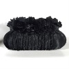 Small Black Flower Ruffle Sequin Women Designer Fashion Clutch Handbag