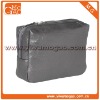 Small double zipper clutch balck leather toiletry cosmetic bag