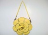 Smart leather latest lady flower clutch purse