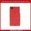 Snake Skin Grain Leather Coated Back Cover For iPhone 4 4S-Red