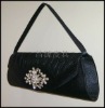 Snowflakes crystal satin ladies black evening clutch box