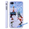 Snowman and Santa Claus Hard Plastic Christmas Cover for iPhone 4