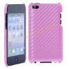 Soft Carbon Firm Hard Case Skin Cover For iPod Touch 4-Pink